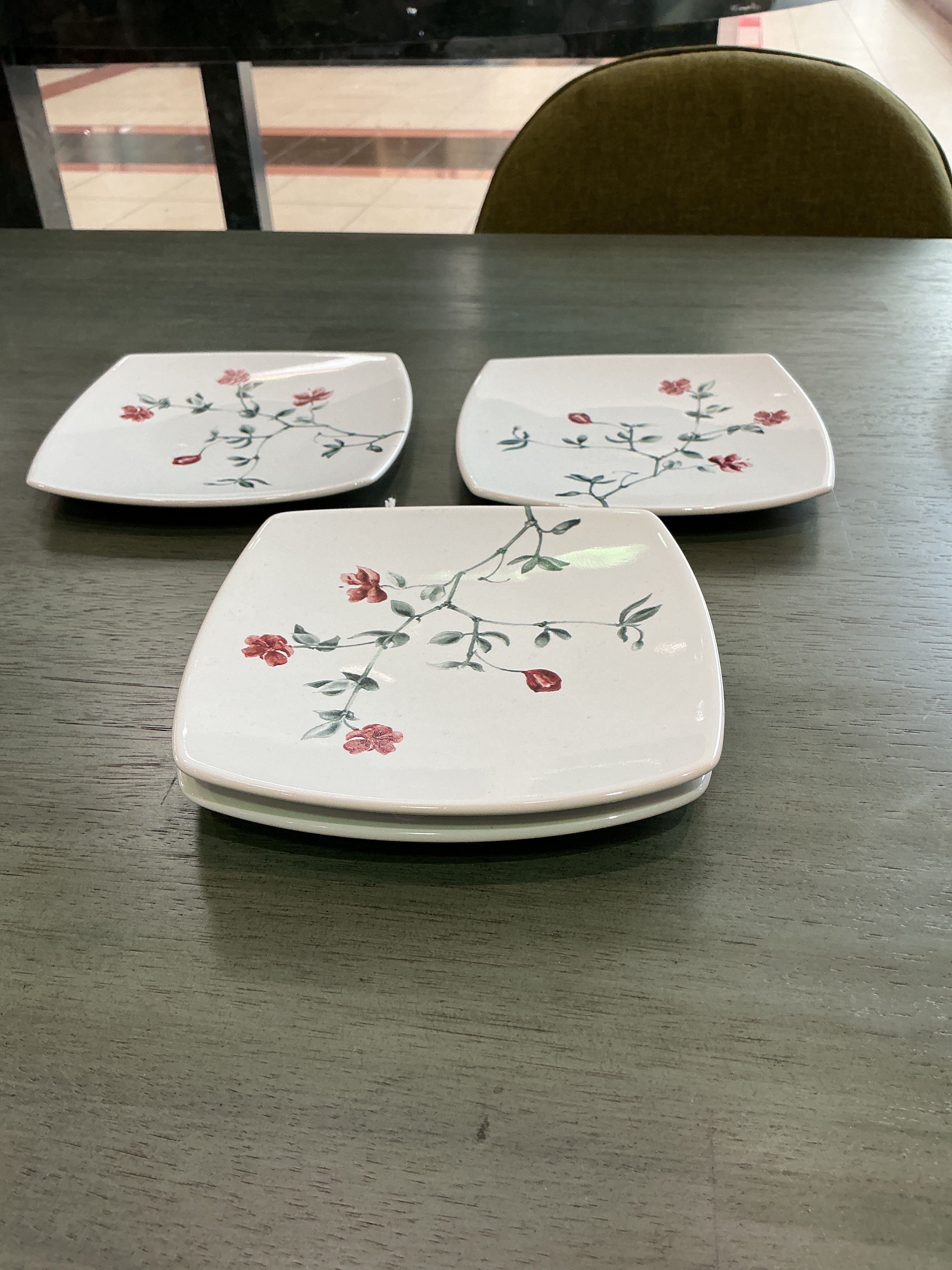 Floral square dessert plates-set of four