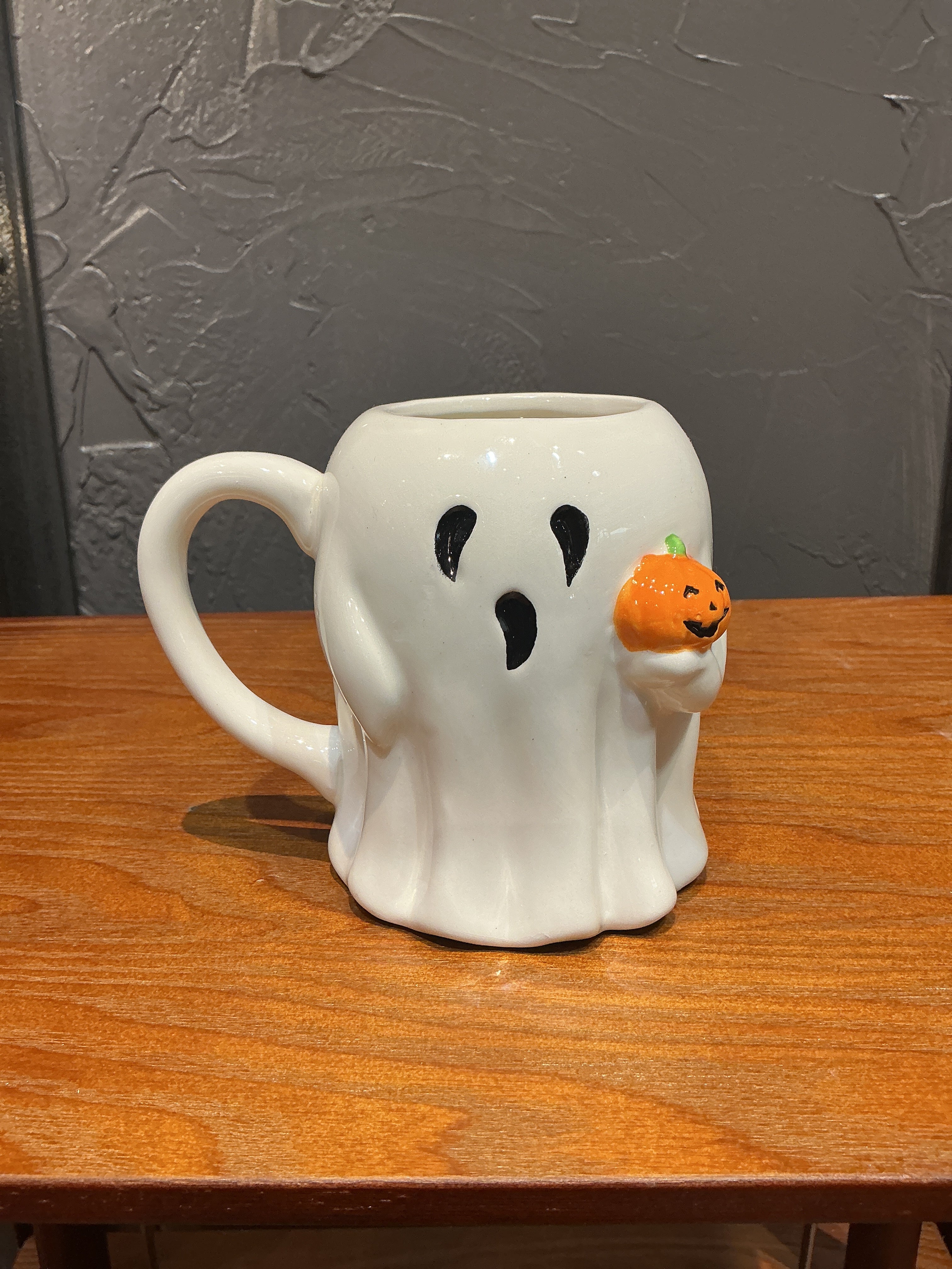 Ceramic ghost and jack o’ lantern Halloween mug