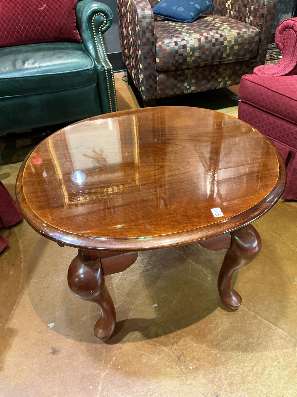 Round Queen Anne style Wood Accent Table