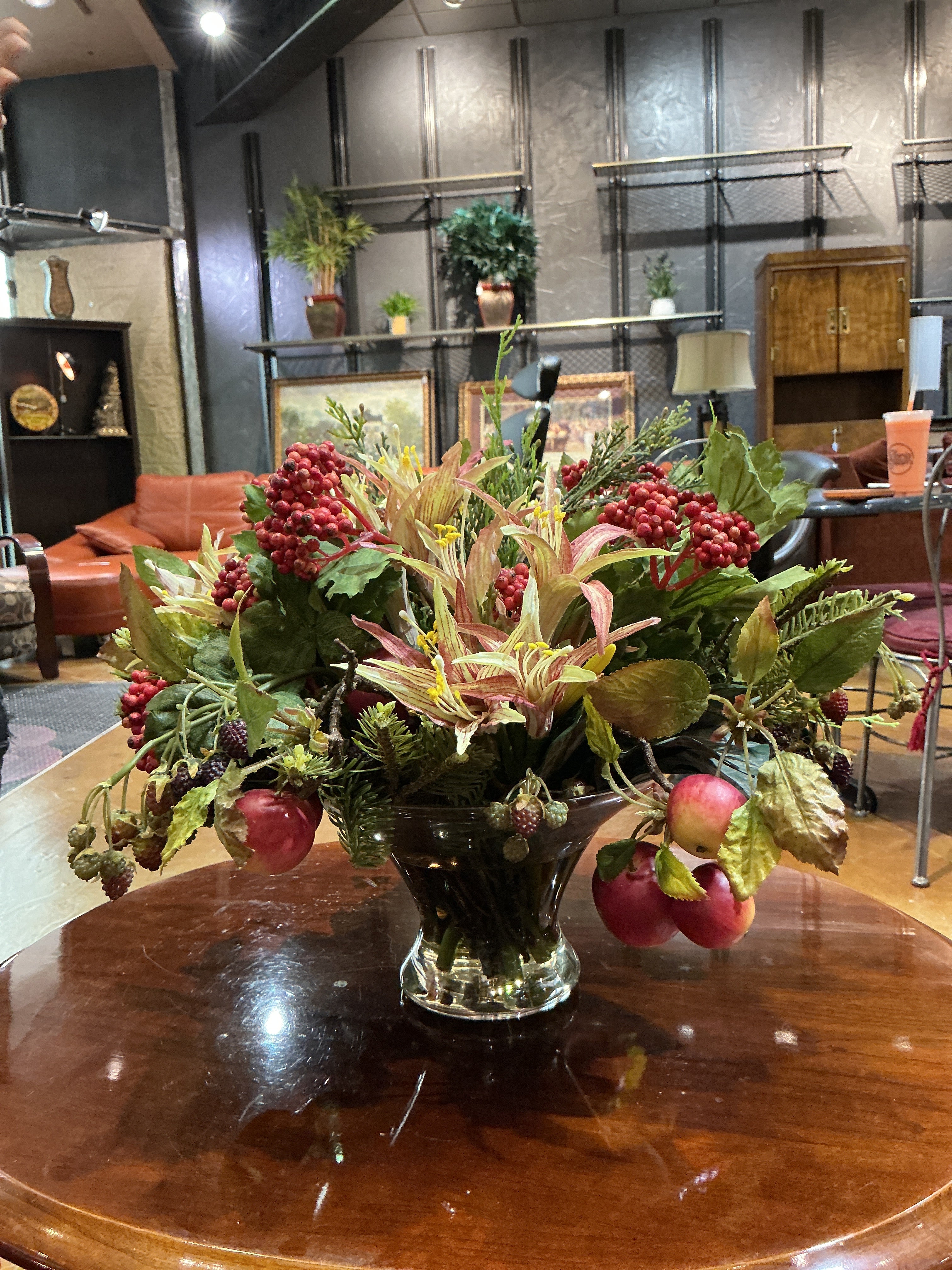 Large Faux Fruit & Floral centerpiece