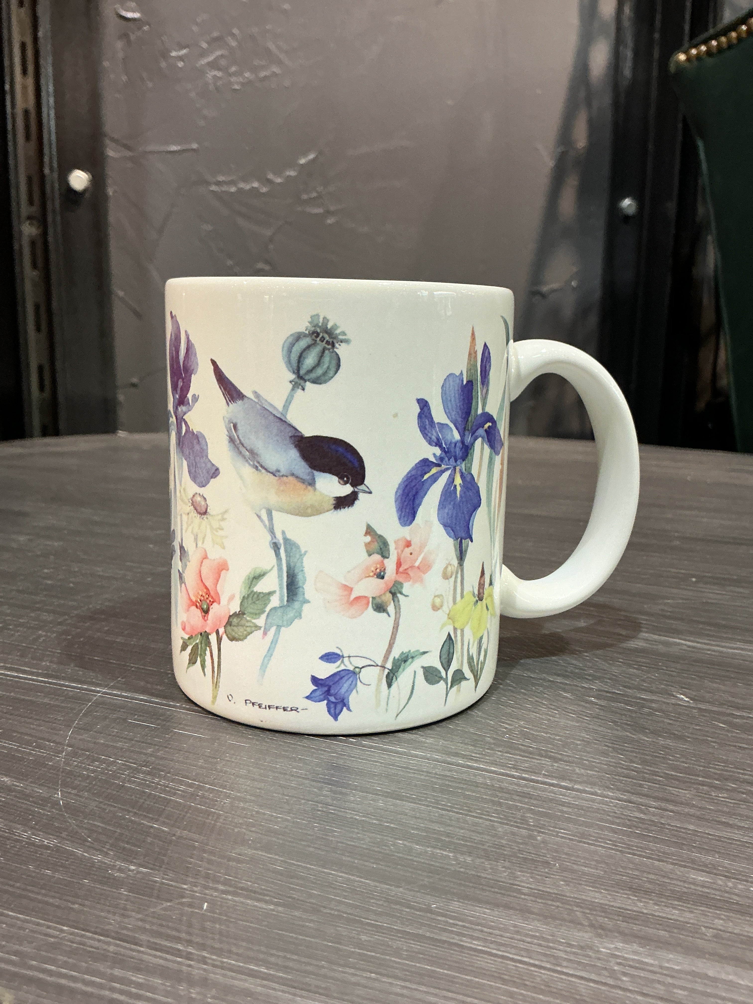 O. Pfeiffer bird and wild flyer ceramic mug
