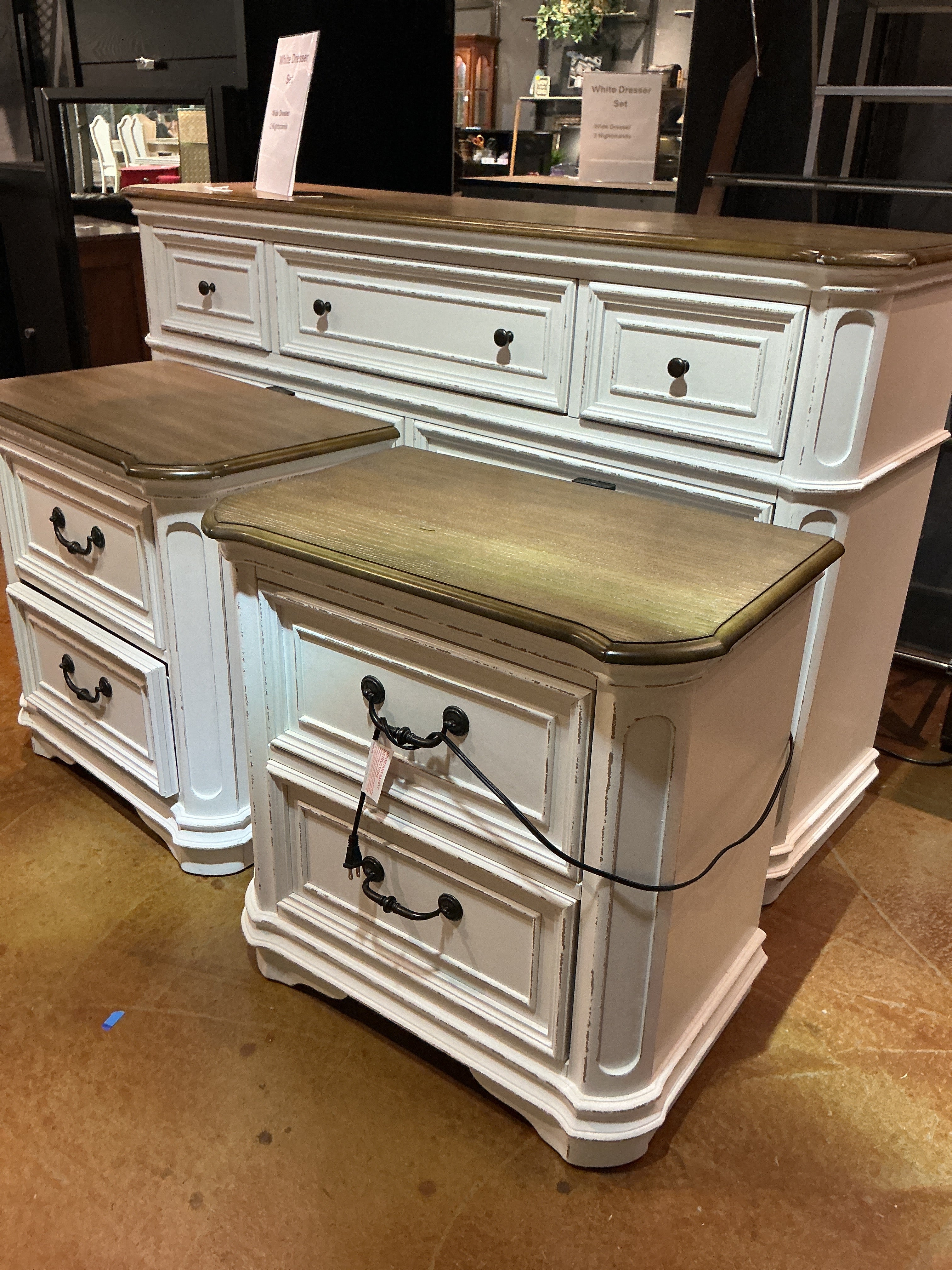 3 piece white dresser set