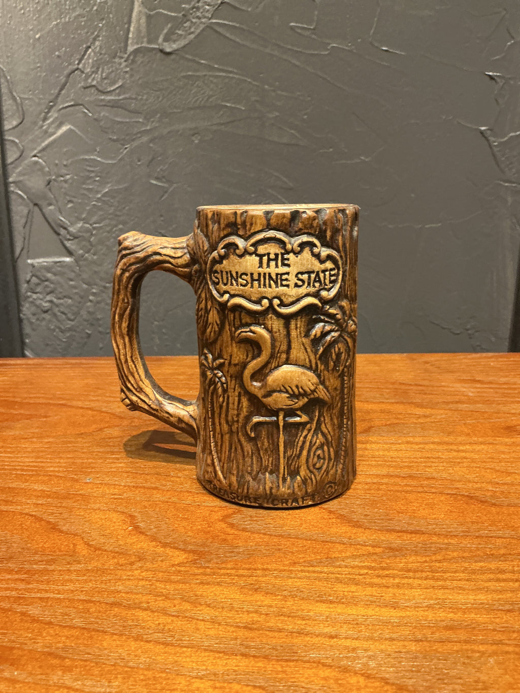 Vintage Florida souvenir faux wood mug