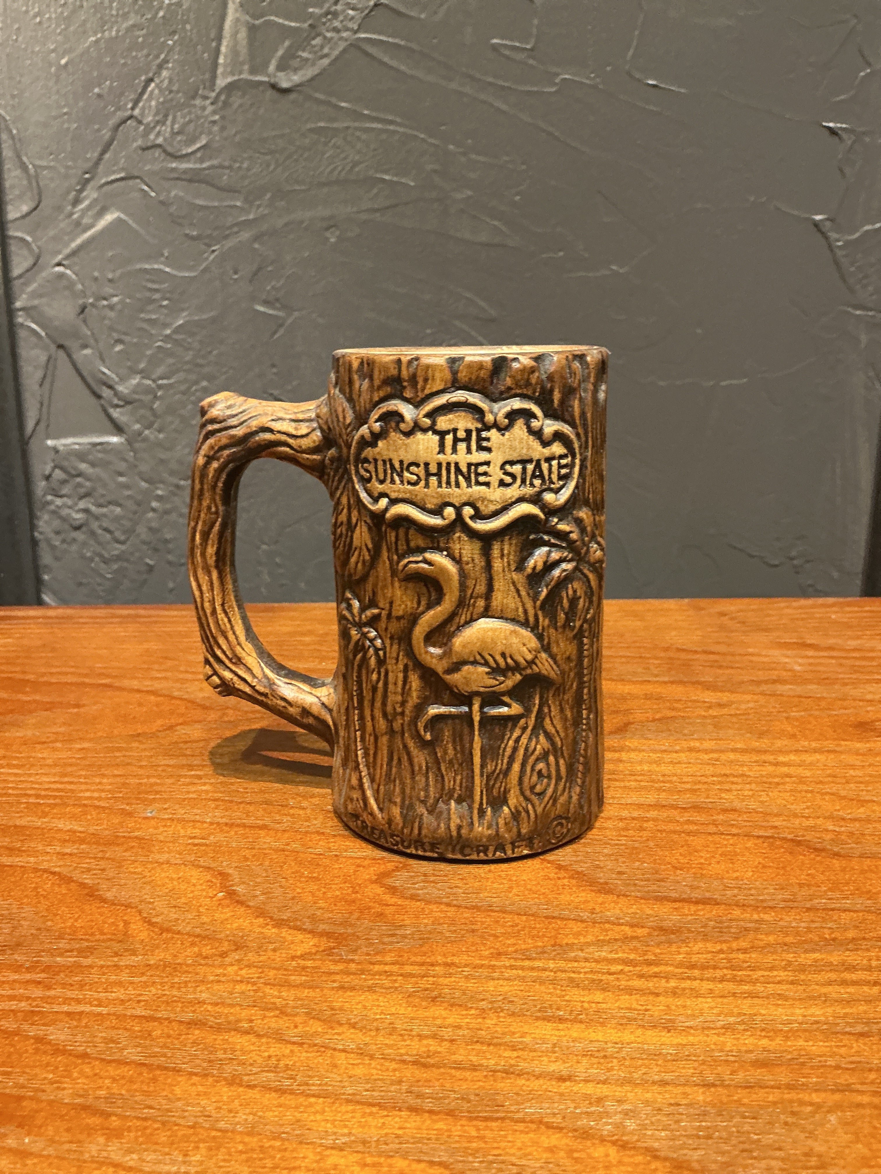 Vintage Florida souvenir faux wood mug