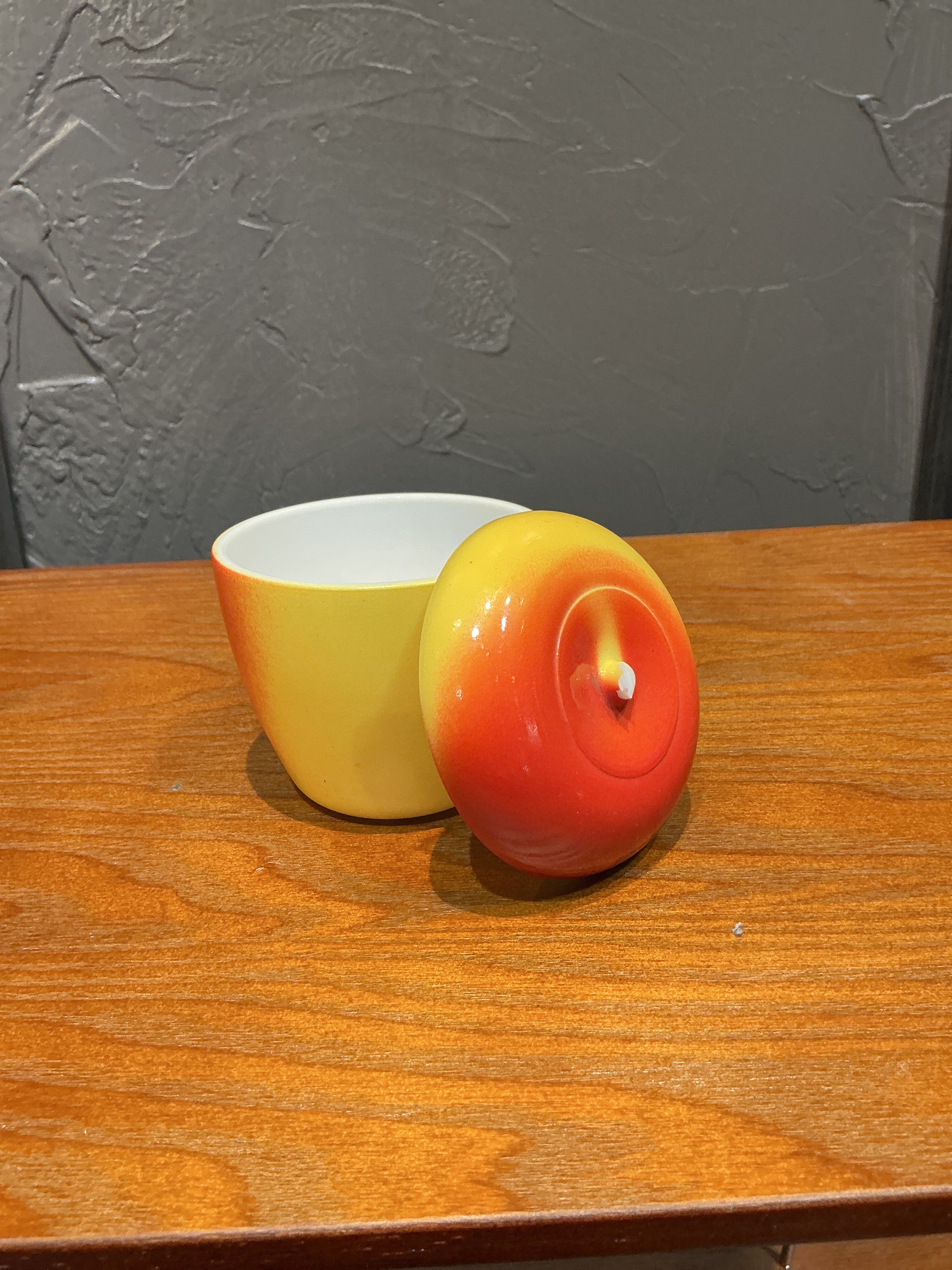 Vintage apple shaped covered jar